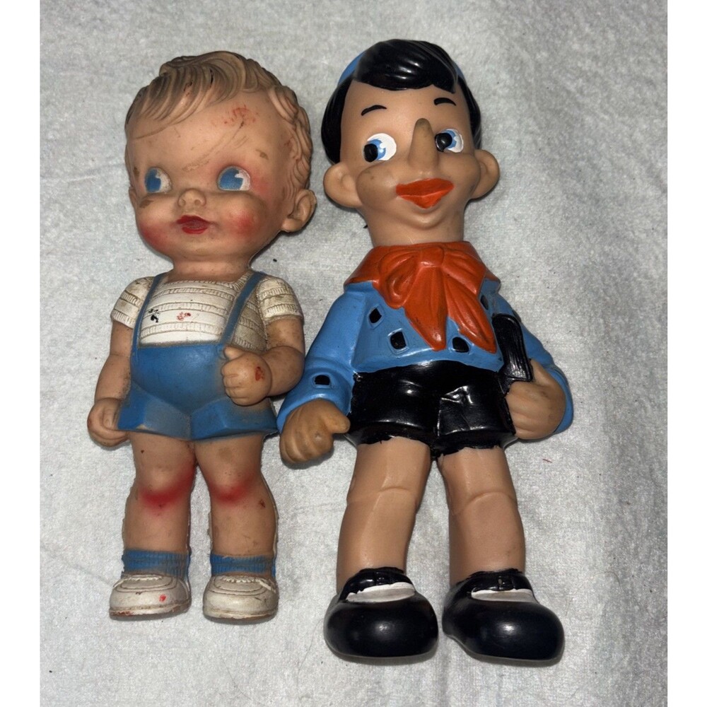 Two Vintage Dolls Pinocchio Disney Ruth Newton Doll Rubber Toy Read. CH